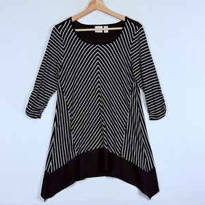 Chico's Black White Stripe Stretchy Jersey 1/2 Sleeve Shirt Top Womens 0 Small 4